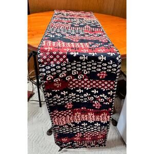 Vintage Crate & Barrel Avenue Cotton Batik Table Runner - 88" x 13"